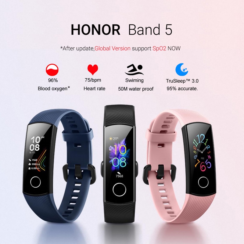 Honor band 5 slimme armband, wereldwijde versie, waterdichte sportarmband, gezondheid, bloed, zuurstof, fitness, slaaptracker, slimme band
