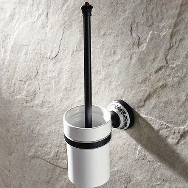 Noir huile frotté Bronze laiton mural salle de bain accessoires ensemble porte-serviettes savon porte-Robe crochet porte-papier hygiénique aset013: Toilet Brush Holder