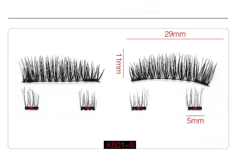 Magnetic Eyeashes with 2 Magnet Tweezers Set Natural False Eyelash Acrylic Box Packaging Magnet Lashes Makeup Tool: KS01 Lashes