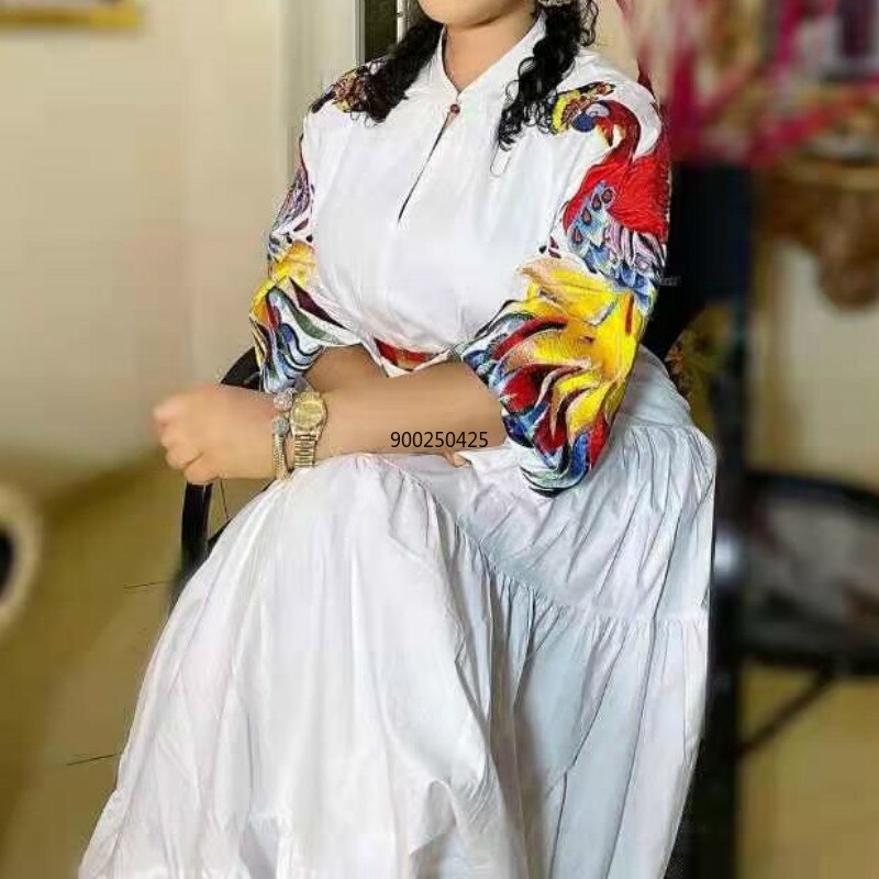 Witte Moslim Abaya Jurk Voor Vrouwen Eid Arabische Femme Party Kleding Turkije Jurken Marokkaanse Caftan Gewaad, Wit, L