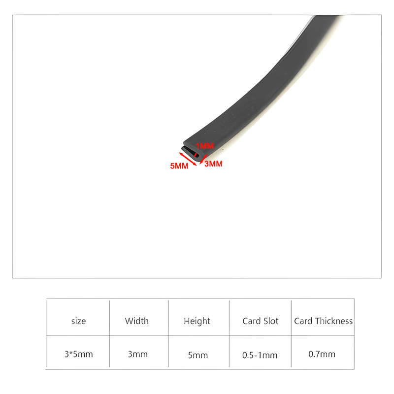 Rubber Edge Trim Strip Black U Section Edging Sealing Strip, Edge Shield Encloser Protector For GlassTable Corners: Black & White / 5M