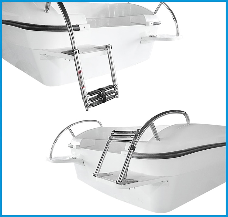 BSET MATEL 3 Steps Boat Stainless Steel 304 Telescoping Folding Ladder Deck Outboard Swim Platform Boat Marine Yacht Accessories
