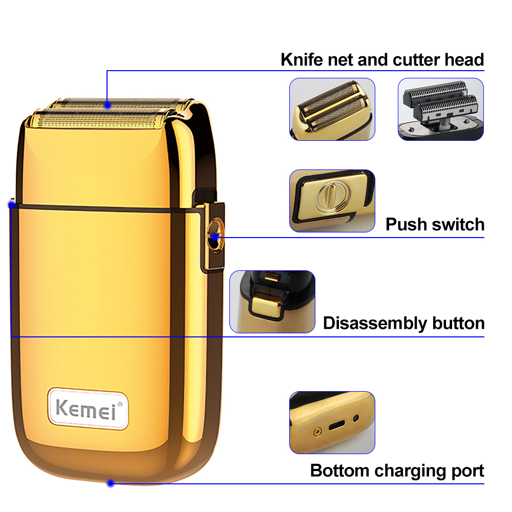 Kemei Tx1 Wiederaufladbares Metallgehäuse Pro Elektrorasierer für Männer Haar Bart Elektrorasierer Glatze Rasiermaschine Finishing Fade