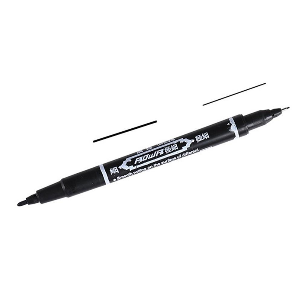 Black Ultra-fine Double-end Marker Pen Small-end Pen Water-based For Hook Line Pen Practical Stationery