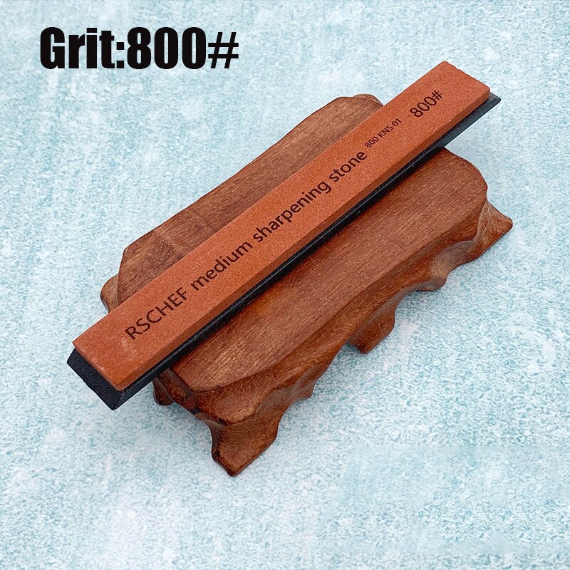 Small sharpening stone with base for kitchen knife Fixed angle sharpener outdoor whetstone Apex edge White corundum: 800 Grit