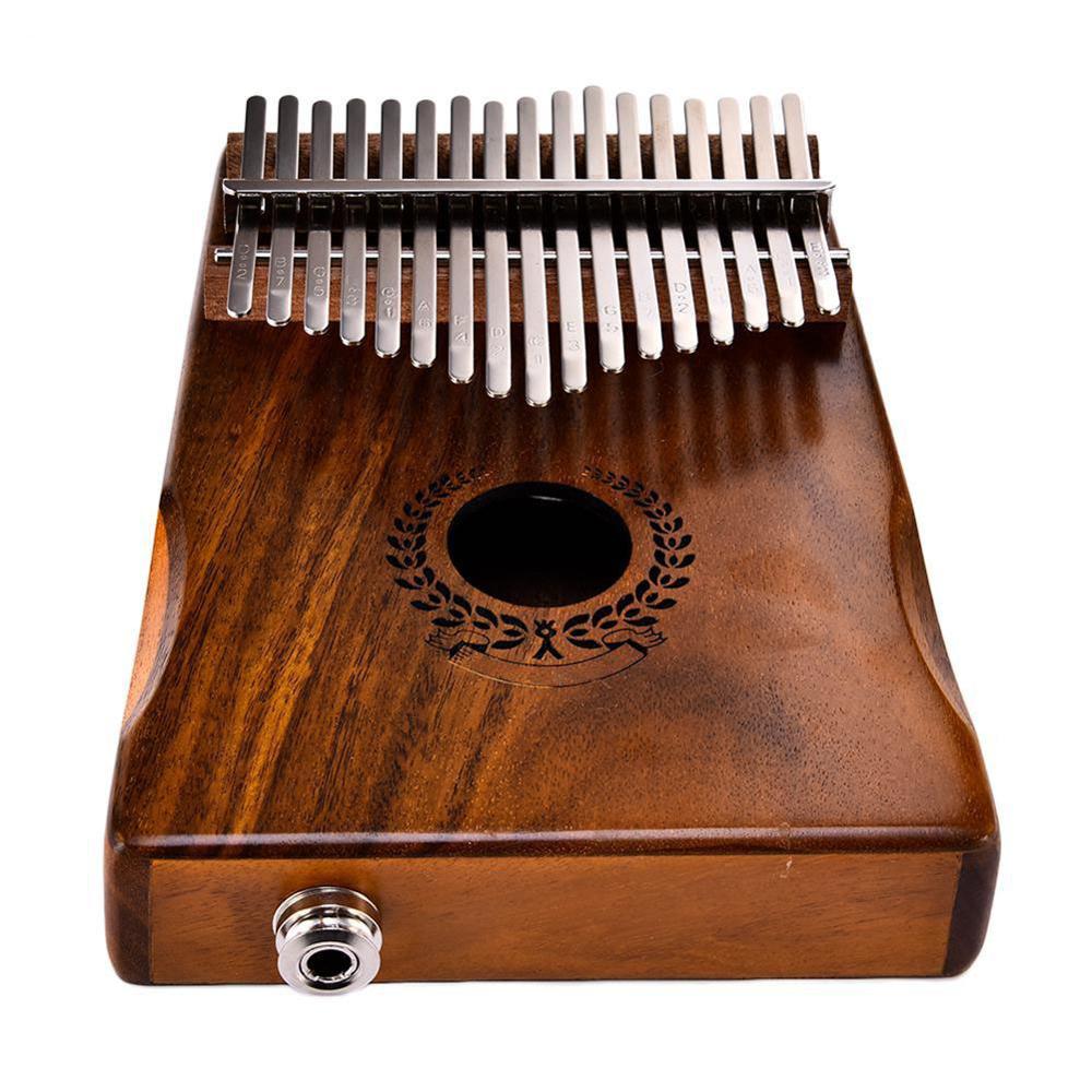 Kalimba de madera maciza con 17 teclas, instrumento Musical Kalimba de 17 teclas, pastilla eléctrica, con bolsa y Cable