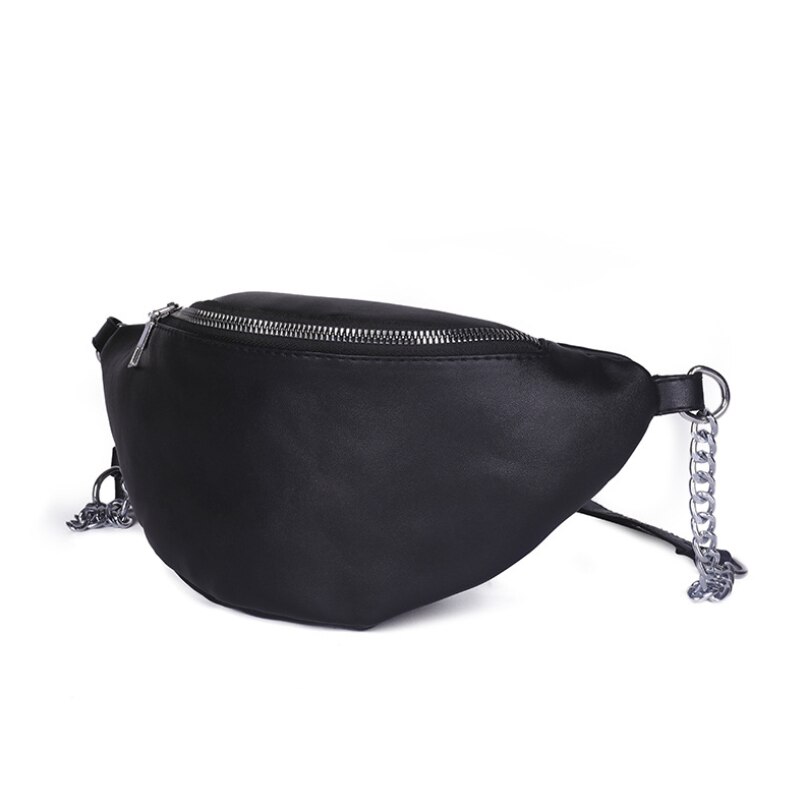 Riñonera con cadena de para mujer, bolso de cintura de cuero PU, para el pecho