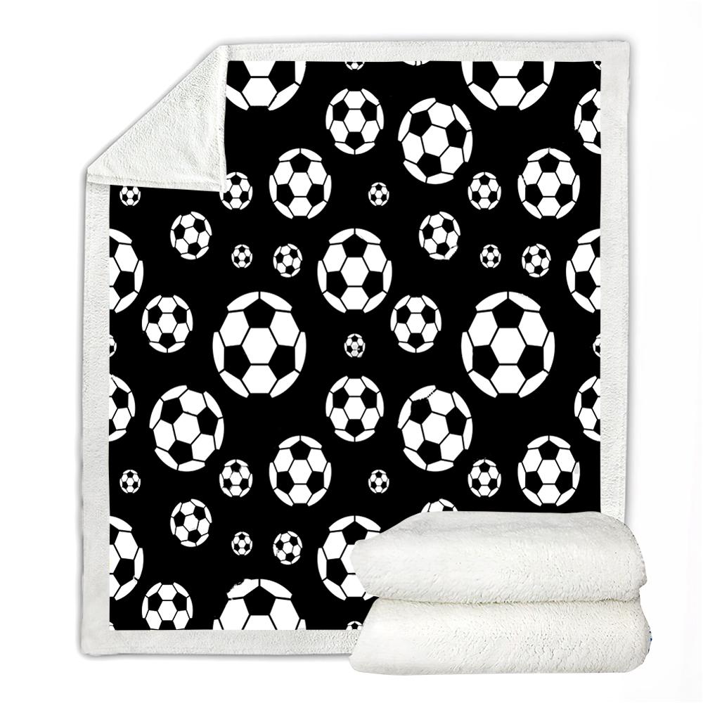 Voetbal Gooi Deken Voetbal Ballen Sherpa Fleece Deken Sport Gooi Deken voor Kinderen Pluizige Deken Zachte Spreien op bed: 01 / 130cmx150cm