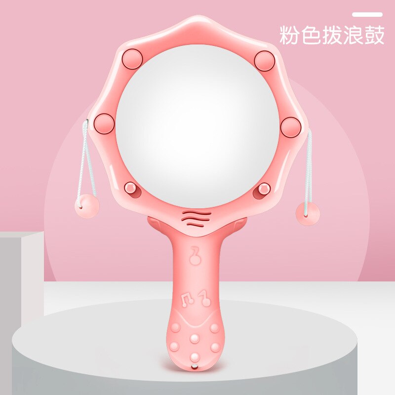 Early childhood education rattle drummer rattles infant toys 0-3 year old baby glowing music: Pink