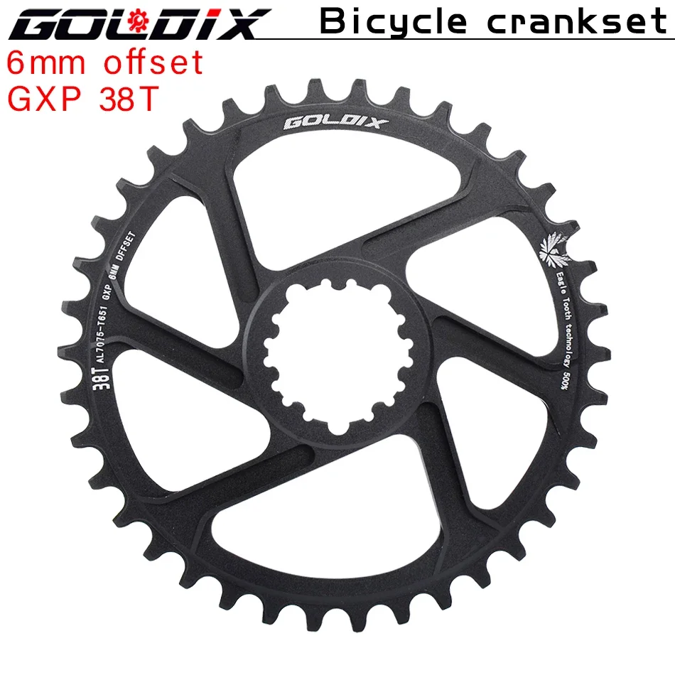 GOLDIX para plato de bicicleta de 3 clavos 0/3/6mm Offset 30/32/34/36/38T rueda de cadena de bicicleta MTB para XX1 X9 XO X01 G X NX Direct Mo: Negro