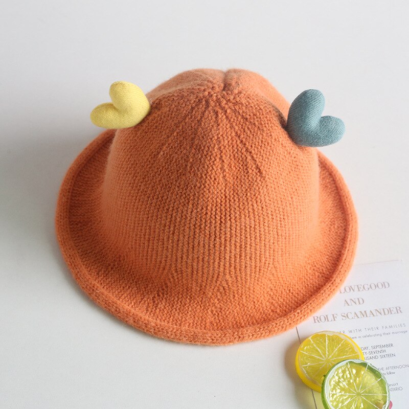 Babymuts winter kinderen snoepkleur liefde gebreide muts vissersmuts baby warme wollen muts douchemuts mutsen voor vrouwen