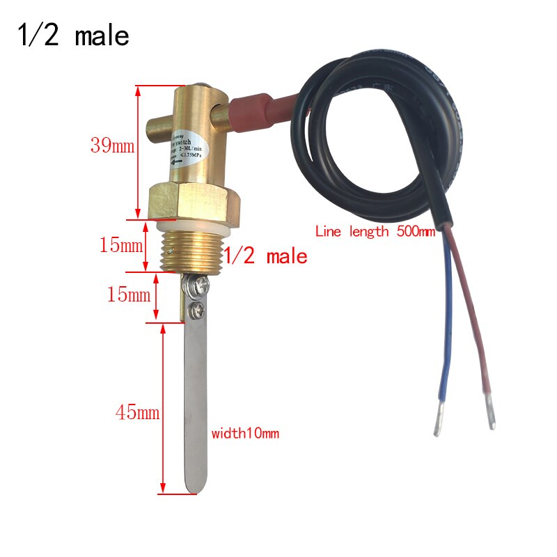water flow sensor switch water flow meter flowmeter water flow paddle switch circuit protection switch male female 1/2 3/4: 1-2 male