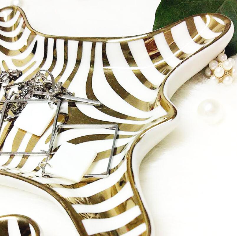 Keramik håndværk acceptplade gylden tiger galvaniseret smykker hjem ring disk dekorativ bakke europa porcelæn