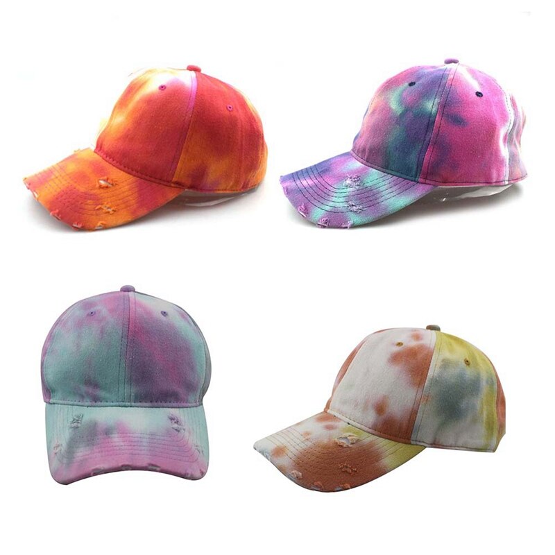 Kvinder sportsvisir kasketter tie dye street style vintage solskærm cap bred skygge rejse hip-hop justerbar hat snapback
