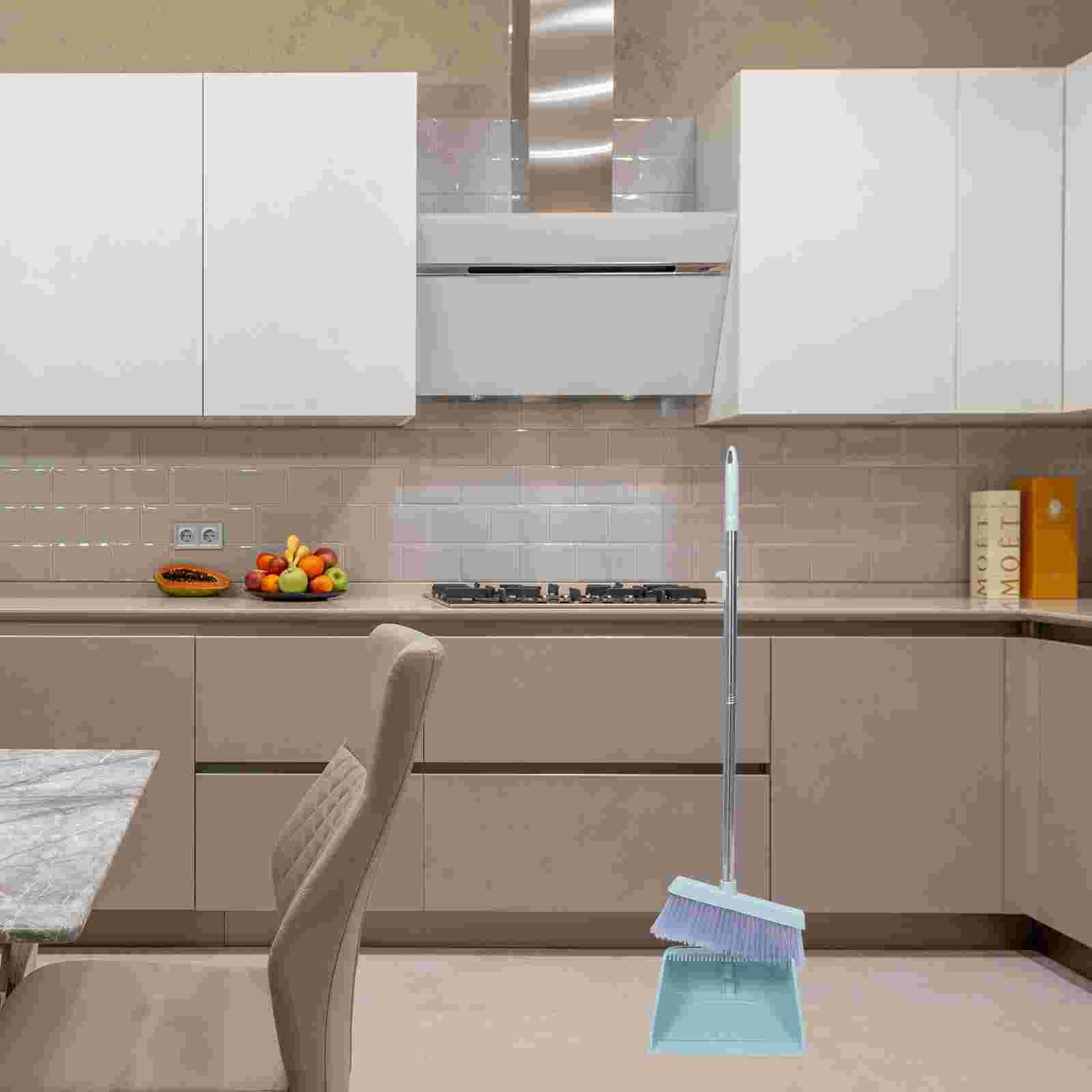 1 Set Broom Dustpan Kit Household Floor Cleaning Tool Home Cleaning Device (Blue)