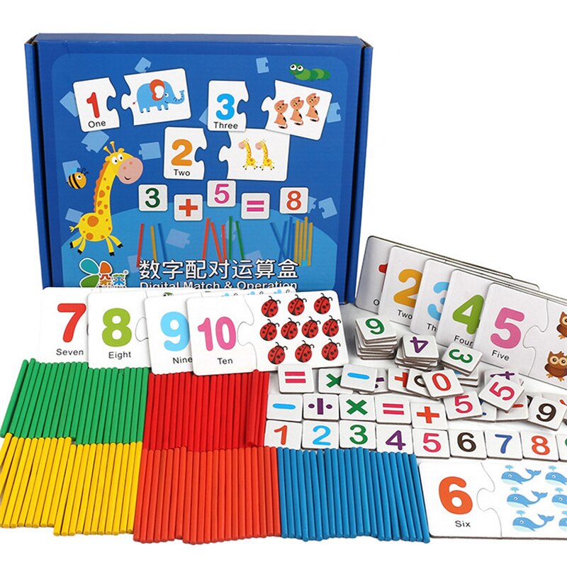 Kids Drawing Wooden Number Matching Puzzle Toy Toddlers Preschool Educational Puzzles New1