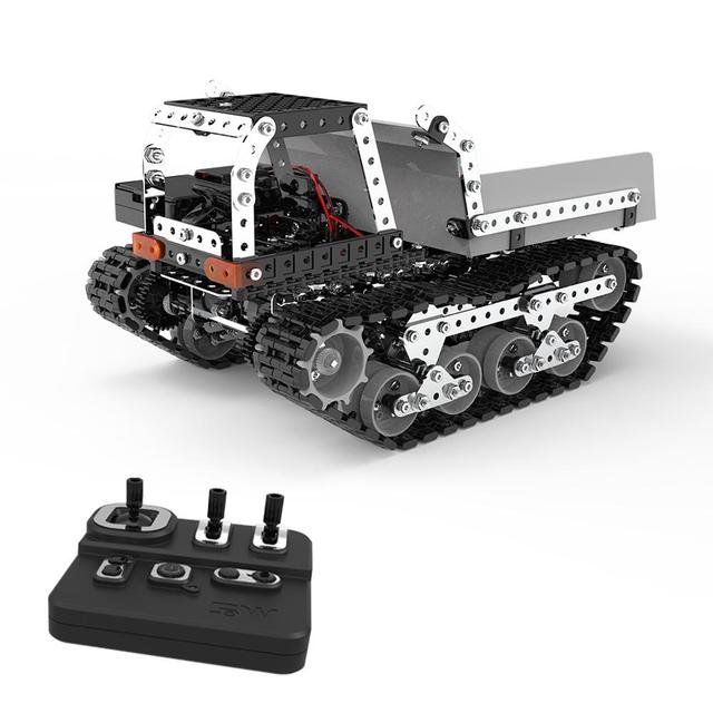 Rc bil 2.4g 10ch 1178 st rostfritt stål diy rc kontroll bulldozer larvband för gaffeltruck ingenjör dumper modell fordon: Rc dumper