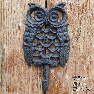 European Style Retro Cast Iron Art Hook Wall Hanging Coat Hook Owl Home Garden Decoration: 1