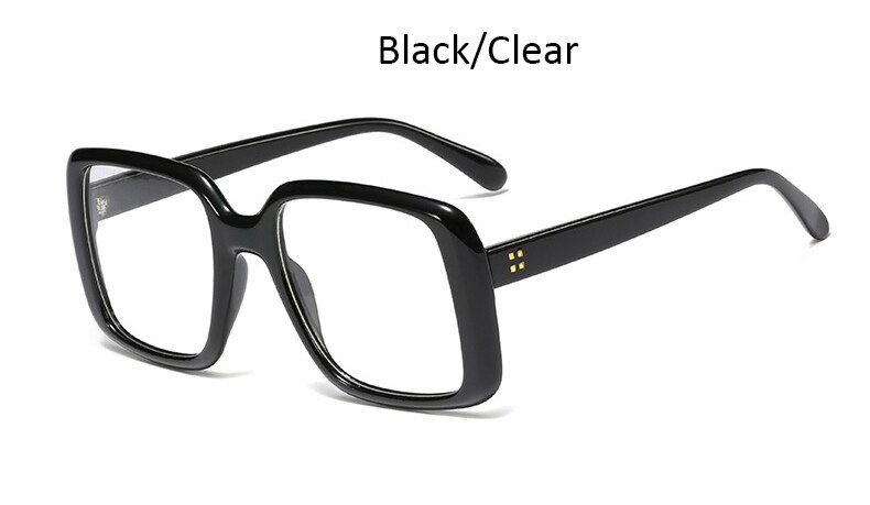 Naisten silmälasien kehys neliömäiset lasit läpinäkyvät optiikka naiselliset lasit ylisuuret naisten silmälasien kehys: Musta kirkas