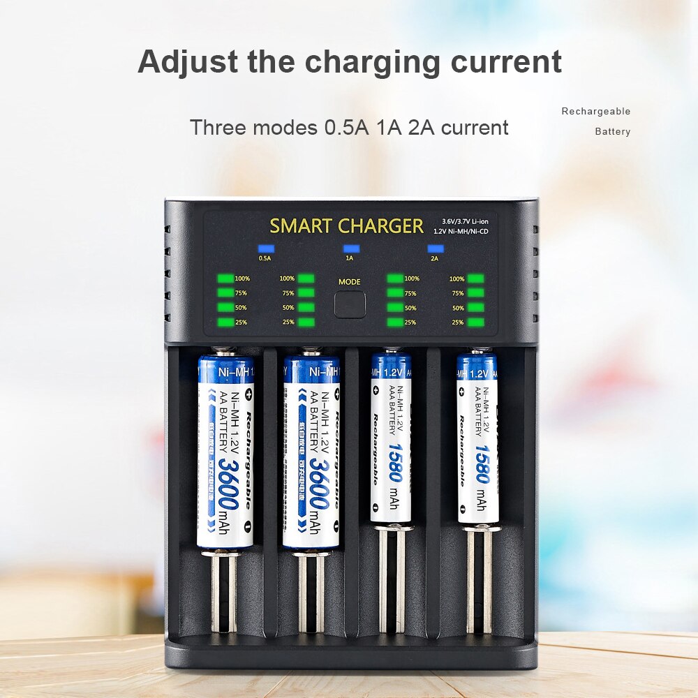 LEMFO Battery Charger for 18650 26650 21700 18350 AA AAA 3.7V/3.6V/1.2V/ lithium NiMH Rechargeable battery