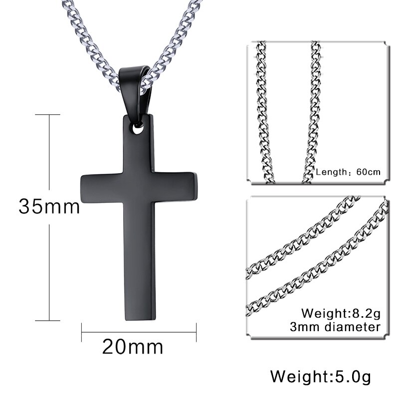 Charme mænd rreligiøst tilbehør cuba kæde tilbehør titanium stål kryds vedhæng rustfrit stål kvinder halskæde