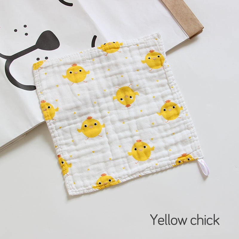 Babyhandduk sex lager gasväv med hög densitet fyrkantig tvättbar seersucker tryckt fyrkantig salivhandduk dagishandduk: Gul brud