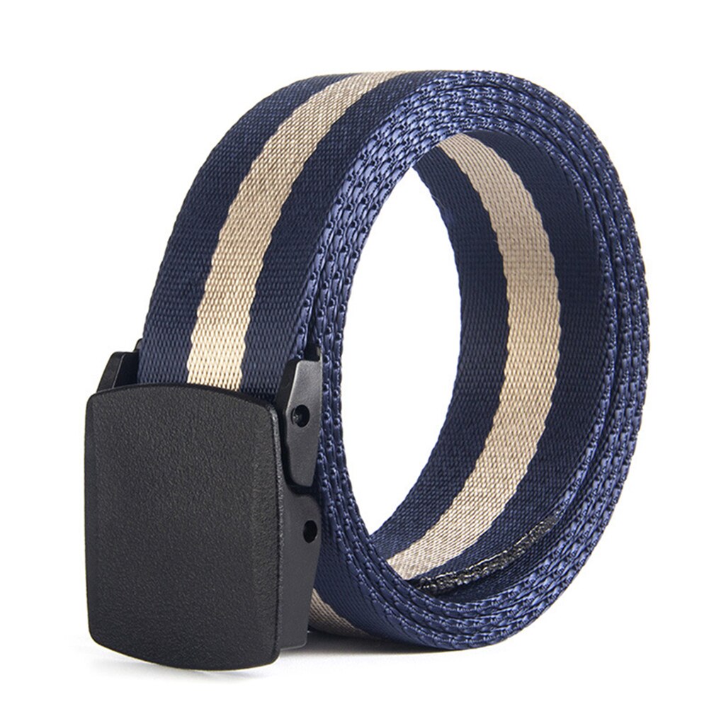 Cinturón antialérgico de cintura de punto de nailon a rayas para hombres adultos cinturón de seguridad sin Metal con resistencia al desgaste
