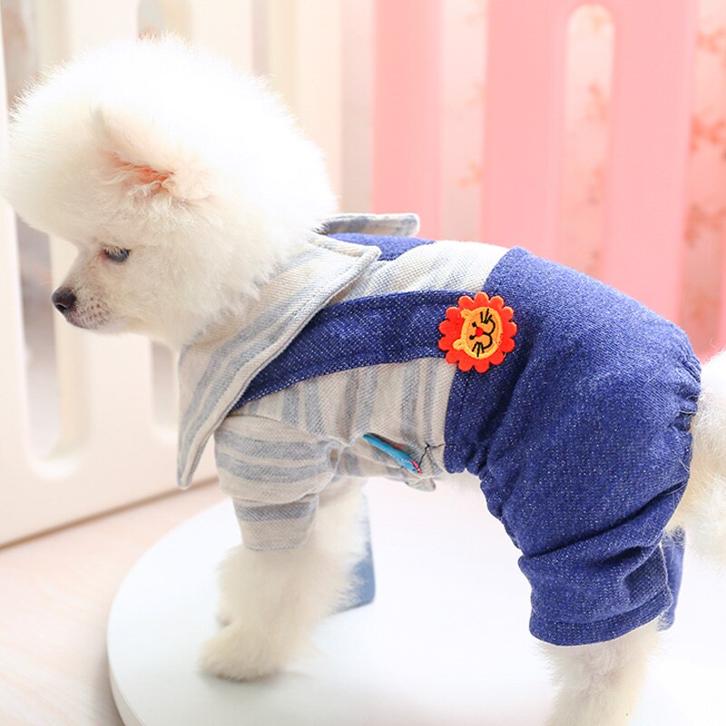 Gentleman slips lejon hund pyjamas jumpsuit man pojke flicka höst vinter rand skjorta liten husdjur kostym valp outfit kläder utbud
