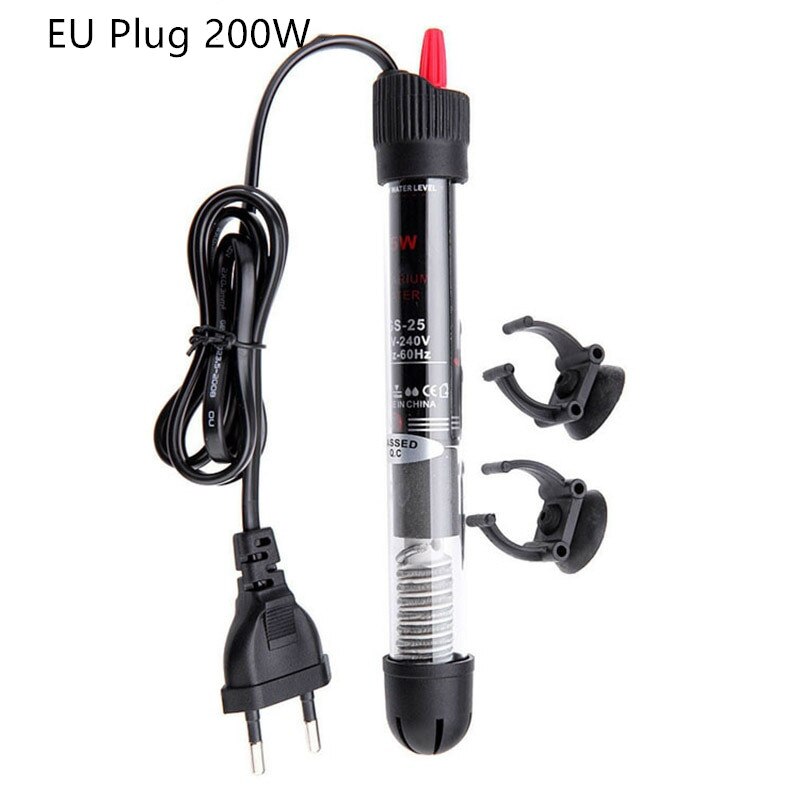 25W/50W/100W/200W/300W Aquarium Submersible Fish Tank Automatic Water Heater Constant Temperature Heating Rod EU Plug 7 #1#1: 200W 28cm