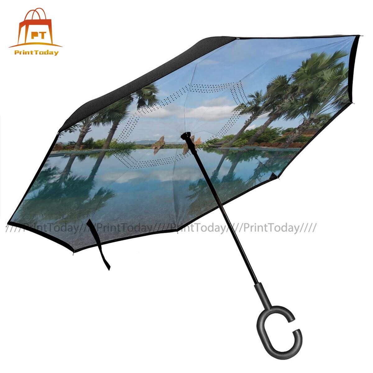 Parapluie Automatique 46 Pouces - Tissu Premium 300T - Ouverture/fermeture Automatique - Bandes Réfléchissantes - Homme Et Femme - Voyage