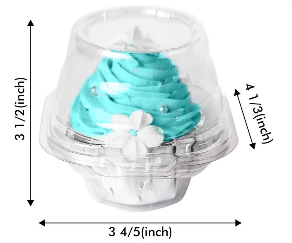 100pcs/lot Individual Plastic Cupcake Containers Disposable - Mini Fluted Cake Container - BPA Free Single Muffin To Go Case