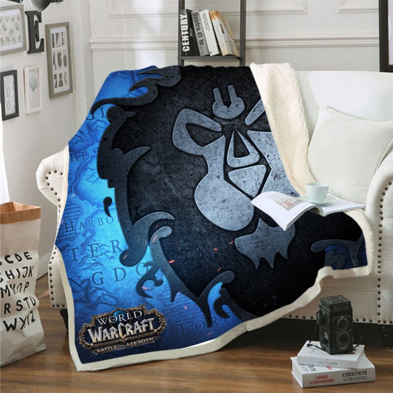 3D Print World Of Warcraft Plush Throw Blanket Sherpa Fleece Bedspread Blanket Vintage Bedding Square Picnic Wool Soft Blanket: 3 / 100x130cm