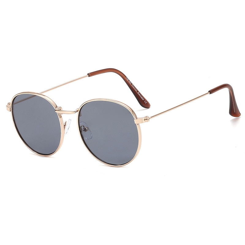 Higodoy retro ronde zonnebril voor dames, klassieke vintage metalen zonnebril, uv-beschermende zonnebril voor heren, merk: Goudgrijs