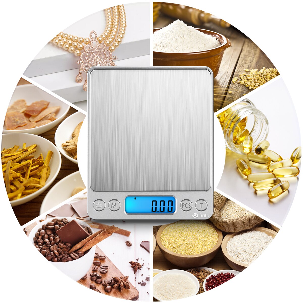 Oria balança digital de cozinha, mini balança de bolso para joias, portátil, display lcd, 500g/ 0.01g