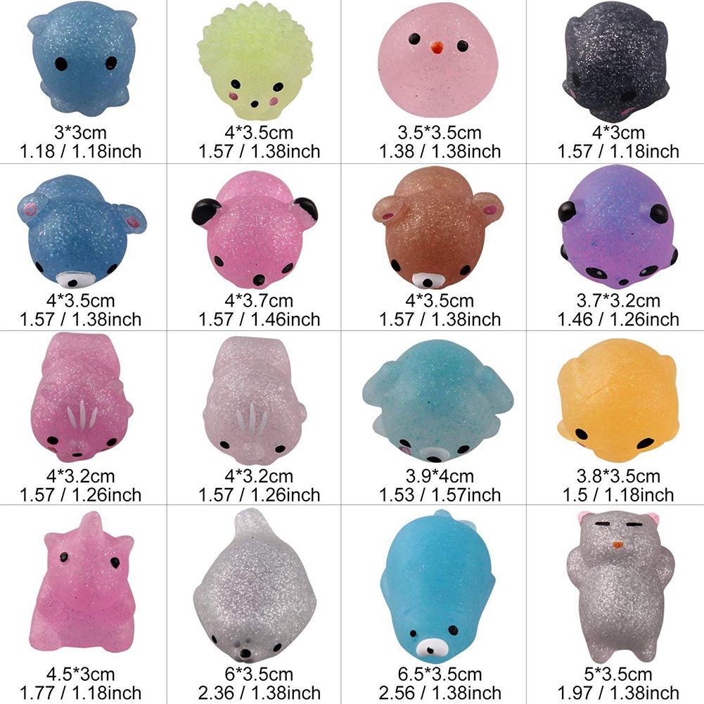 Hobbylane 30Pcs Mochi Squishy Toys Glitter Mini Animal Shaped Squishies Toys Party Favors for Kids Stress Relief Toys Xmas