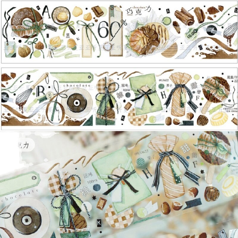 1 Loop Decoratieve Journal Washi Tape Sample Helder Huisdier Chocolade Smaak Zelfklevende Release Papier