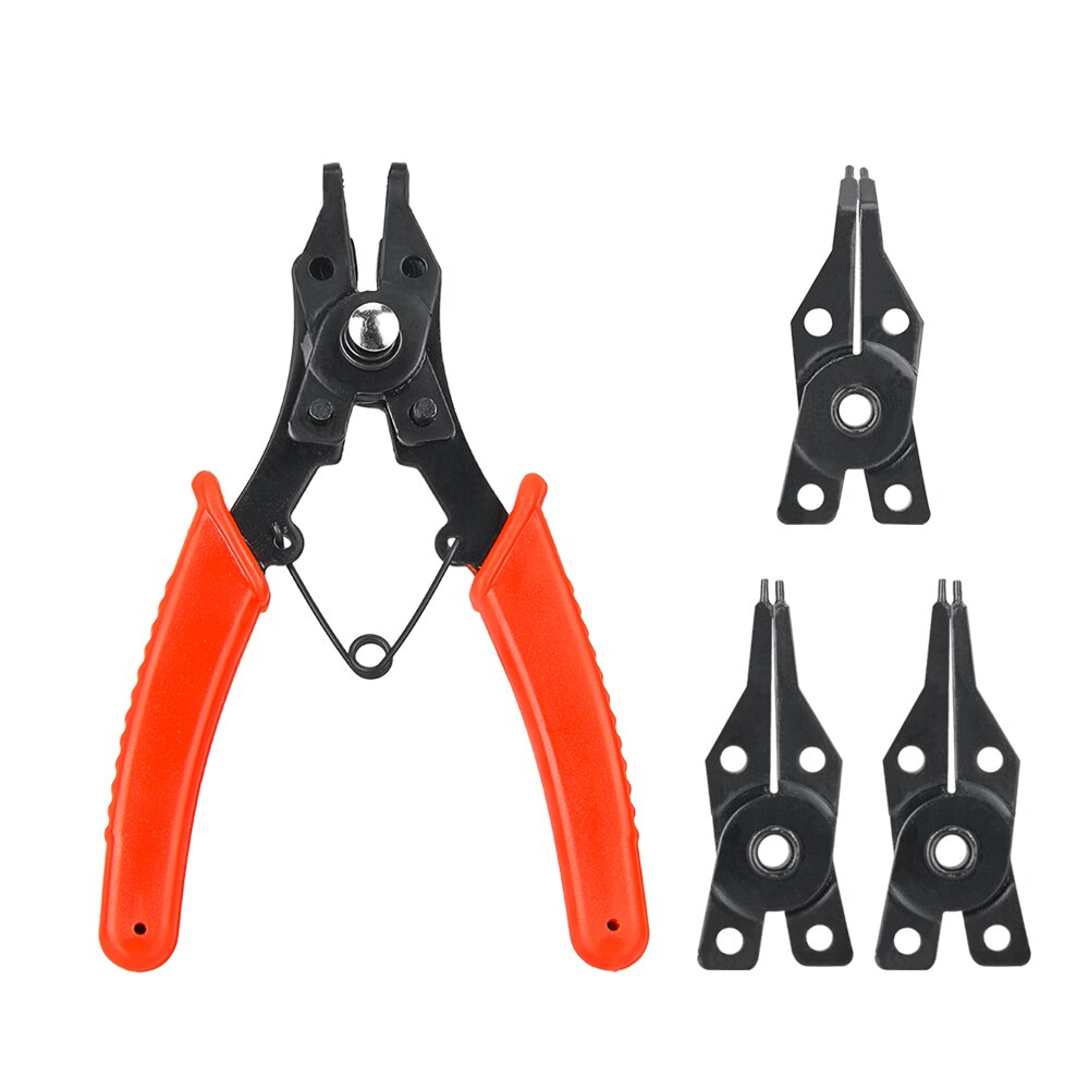 4 in 1 Circlip Snap Ring Plier Four Headed Pliers Fastener Shaft Used Spring Disassembly Puller Springs Multitool Pliers Set: Default Title