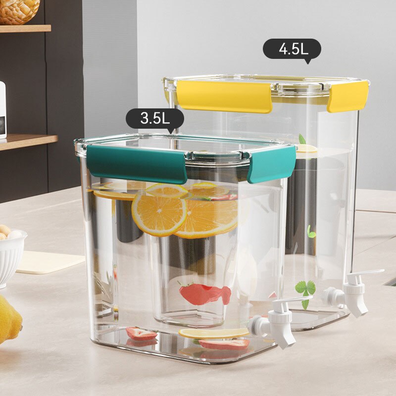 Cold Water Jug With Tap Water Beverage Dispenser Fruit Teapot Tank Refrigerator Plastic Kettle Pot Cold Water Jug For Lemonade