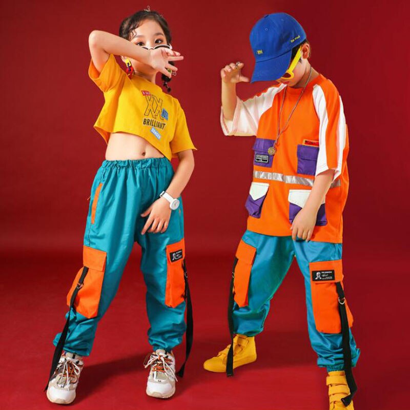 Dla dzieci Hip Hop odzież dla dziewcząt chłopców Crop Tank Tops Jogger długie spodnie taniec jazzowy nosić kostium tańca towarzyskiego ubrania