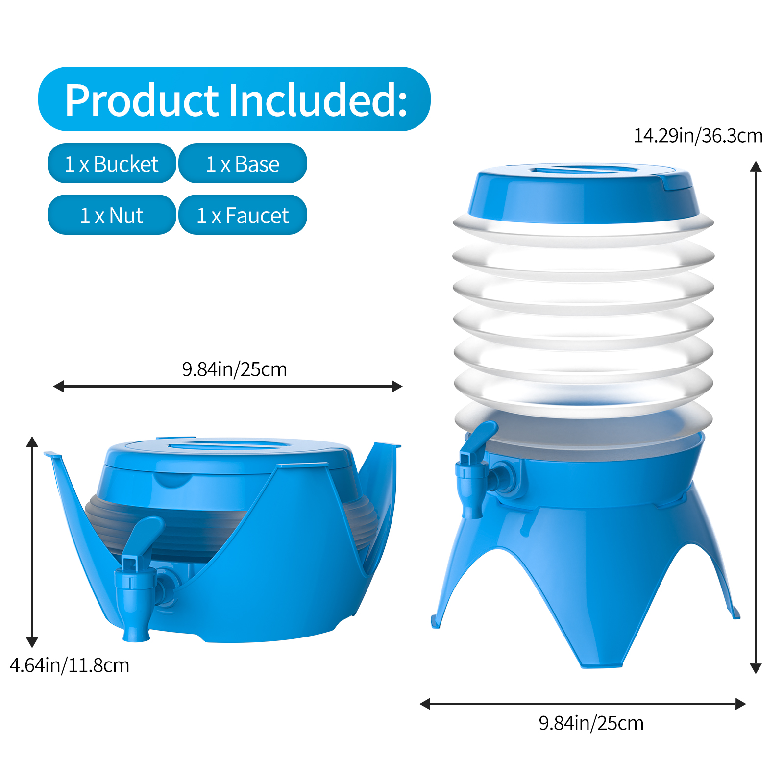 1.5 Gallon Beverage Dispenser,Collapsible Drink BPA Free Plastic Lemonade Beverage Dispenser Water Container with Stand &amp; Spigot: Blue