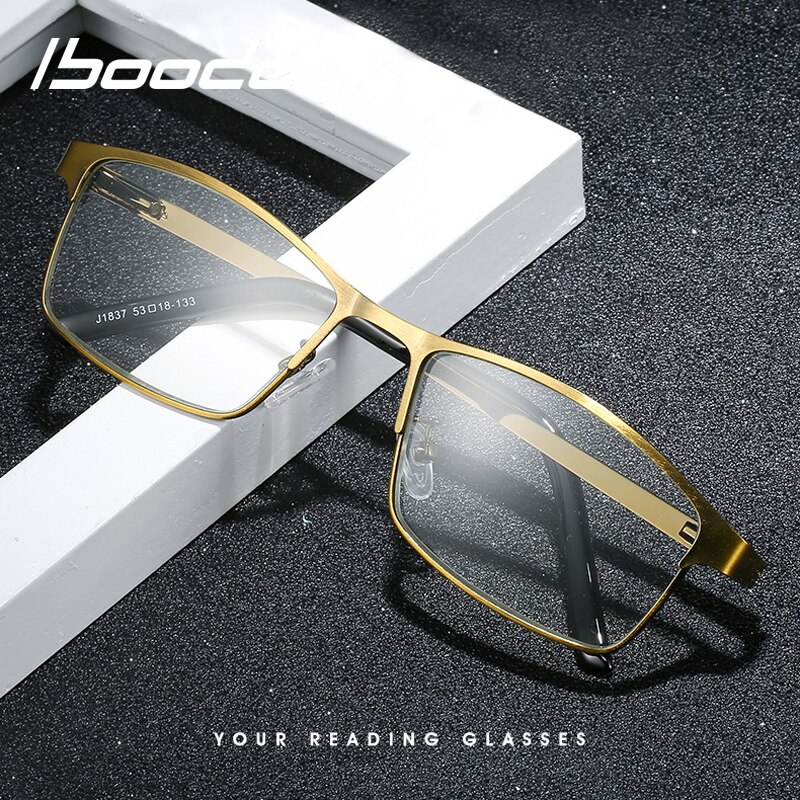 Iboode män läsglasögon titanium legering vintage anti-blu-ray hd datorglasögon för män  +1.0 +1.5 +2.5