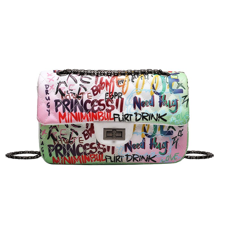 Mulher couro do plutônio bolsa sacos de ombro para 2021 meninas do sexo feminino compradores bolsas casuais quente nova moda graffiti treliça carteiras: baise