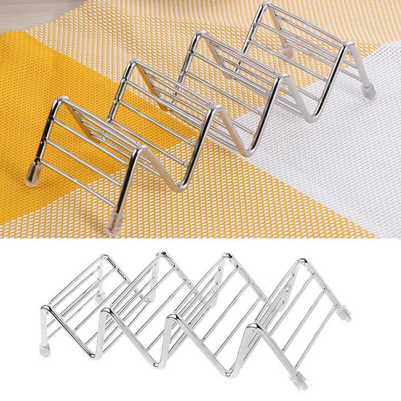 Wave Shape Stainless Steel Taco Holders Mexican Food Rack Holder Stand Shells Display Dog Hard 1-4 Taco Rack K1T7