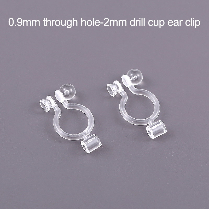 Clips para las orejas de resina transparente para mujer, aretes perforados hechos a mano, indoloro, suministros de joyería, 1 par: 1Pair TK 0.9mm