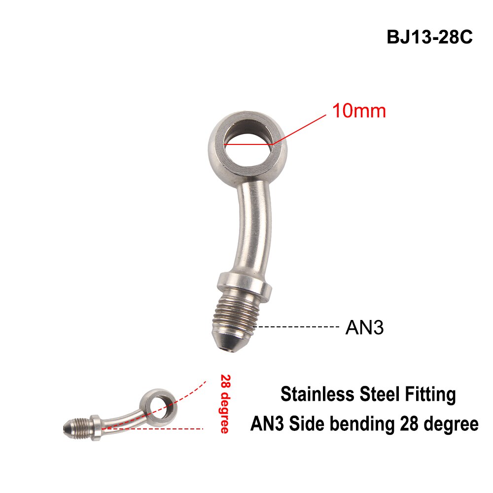 AN3 Motorcycle Motor Bike Hydraulic Brake Oil Hose Line Banjo Fitting m10x1 stainless Steel 10mm: BJ13-28C