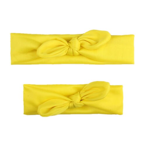 2 pièces mignon famille doux chapeaux belle impression Parent bandeau de cheveux solide bébé fille femmes maman mère bandeau noeud: Jaune