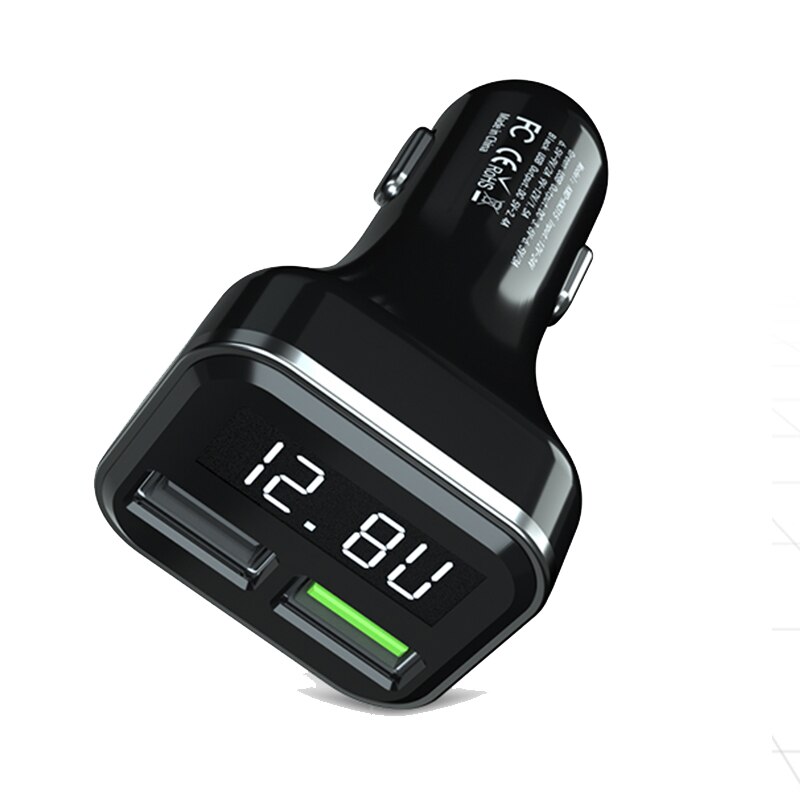QC3.0 3.1A Dual USB Car Charger 2 Port LCD Display 12-24V Cigarette Lighter Socket Display appearance charging head