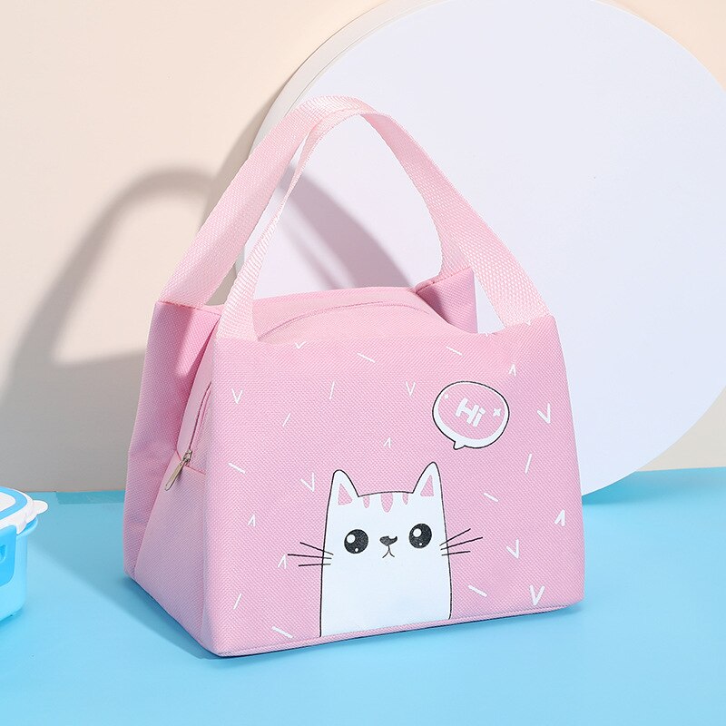 Portátil dos desenhos animados piquenique almoço saco térmico isolado lancheira tote cooler bolsa bento bolsa jantar recipiente sacos de armazenamento de alimentos: Cat