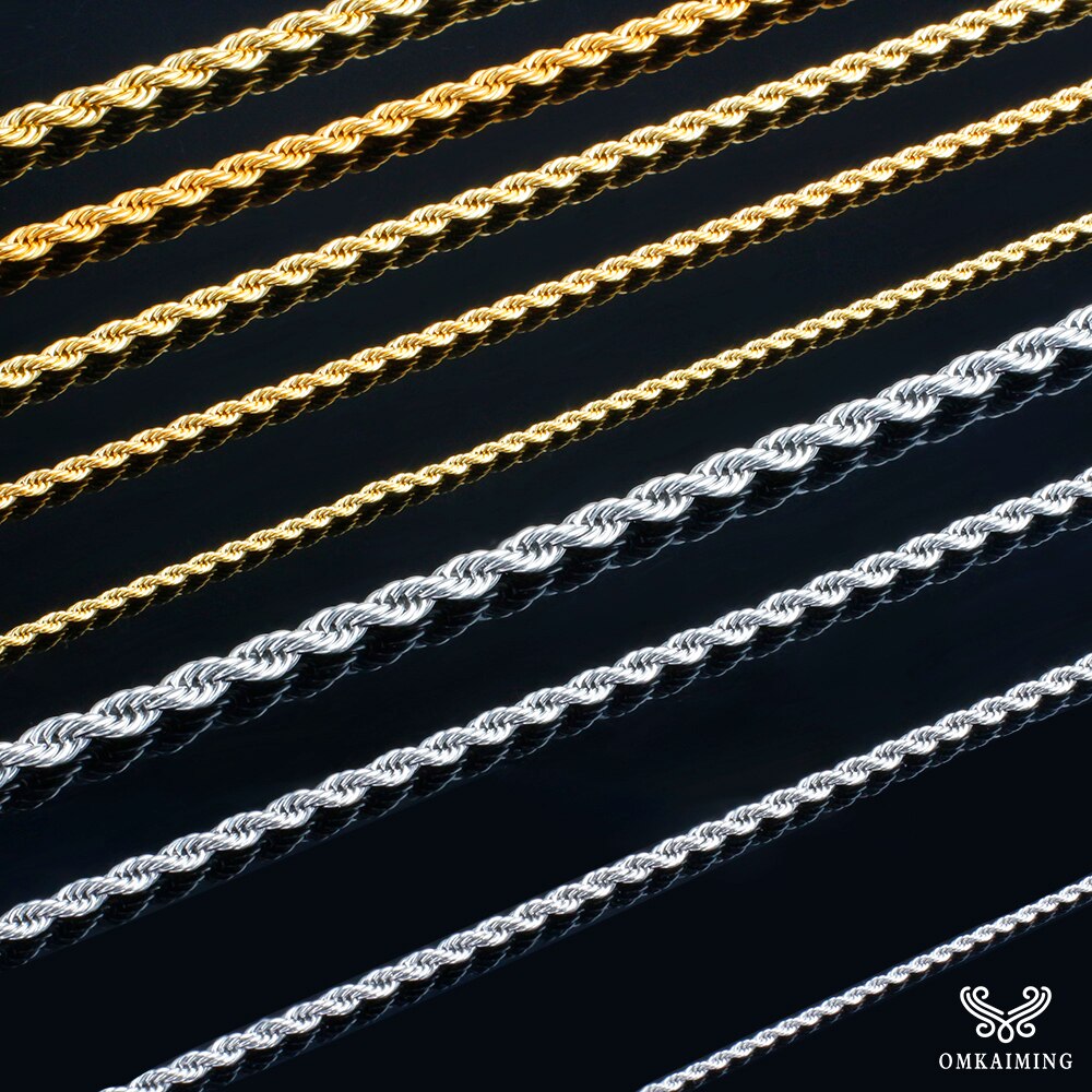 Rope Chain Necklace for Women Men Stainless Steel Twisted Necklace Jewelry 2/3/4/5/6/7 Width