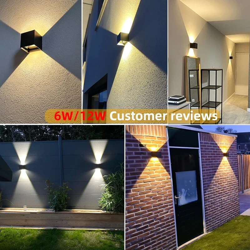 Aluminium LED Wandlamp Buiten Waterdicht IP65 Binnenwandlamp 12W24W Veranda Tuinverlichting Woonkamer Straat Trap Verlichting